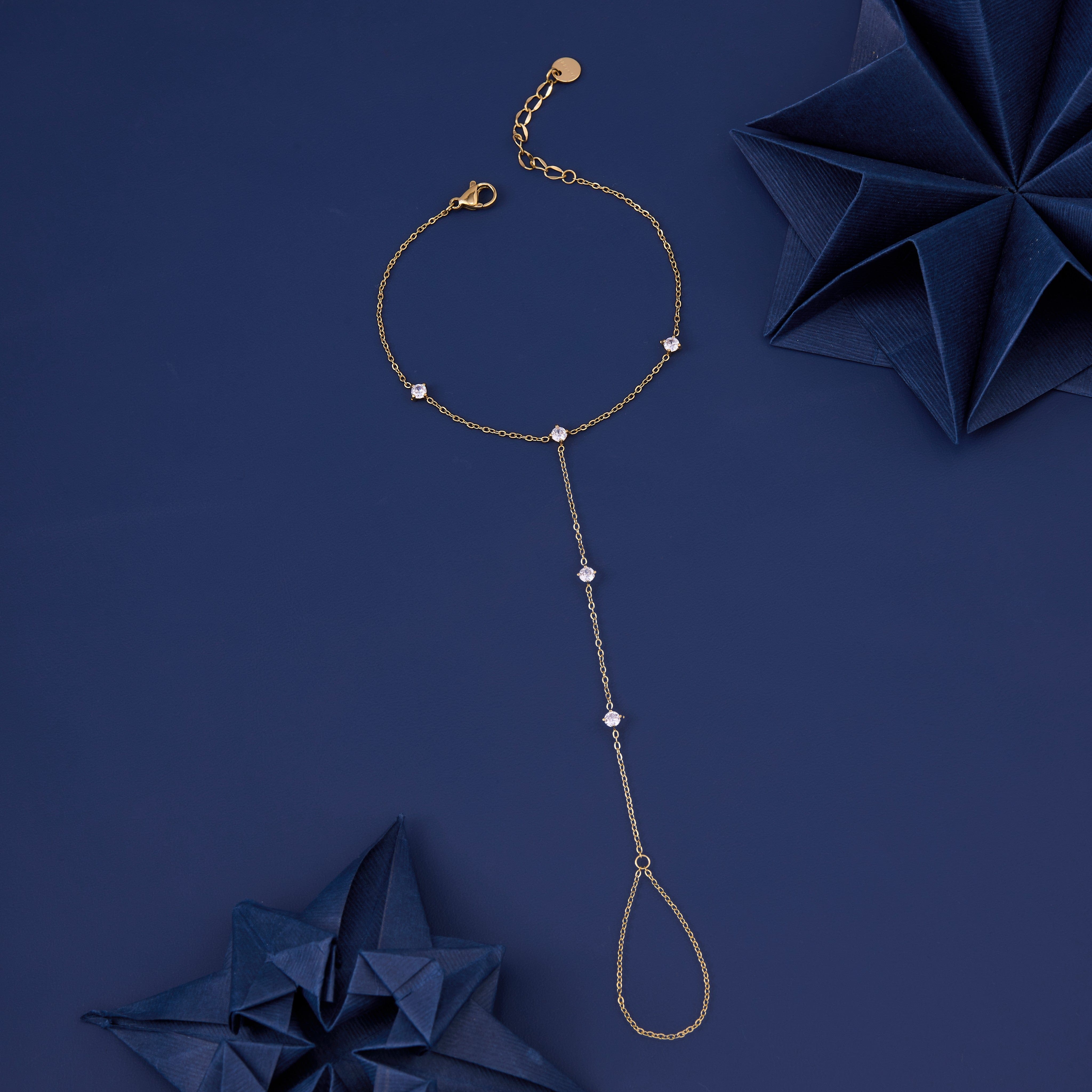 Dazzle Gold Ring Chain Bracelet