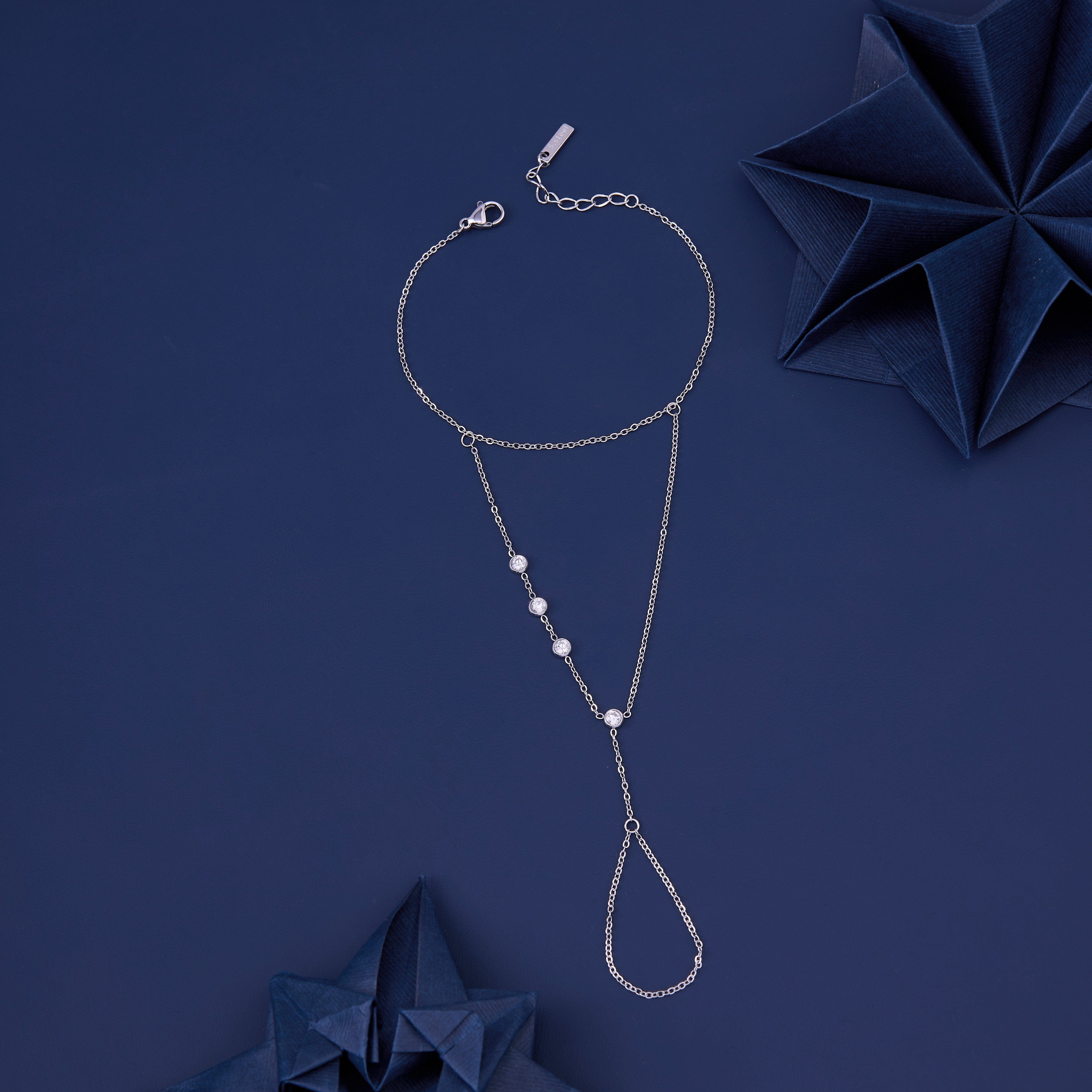 Prism Silver Ring Chain Bracelet