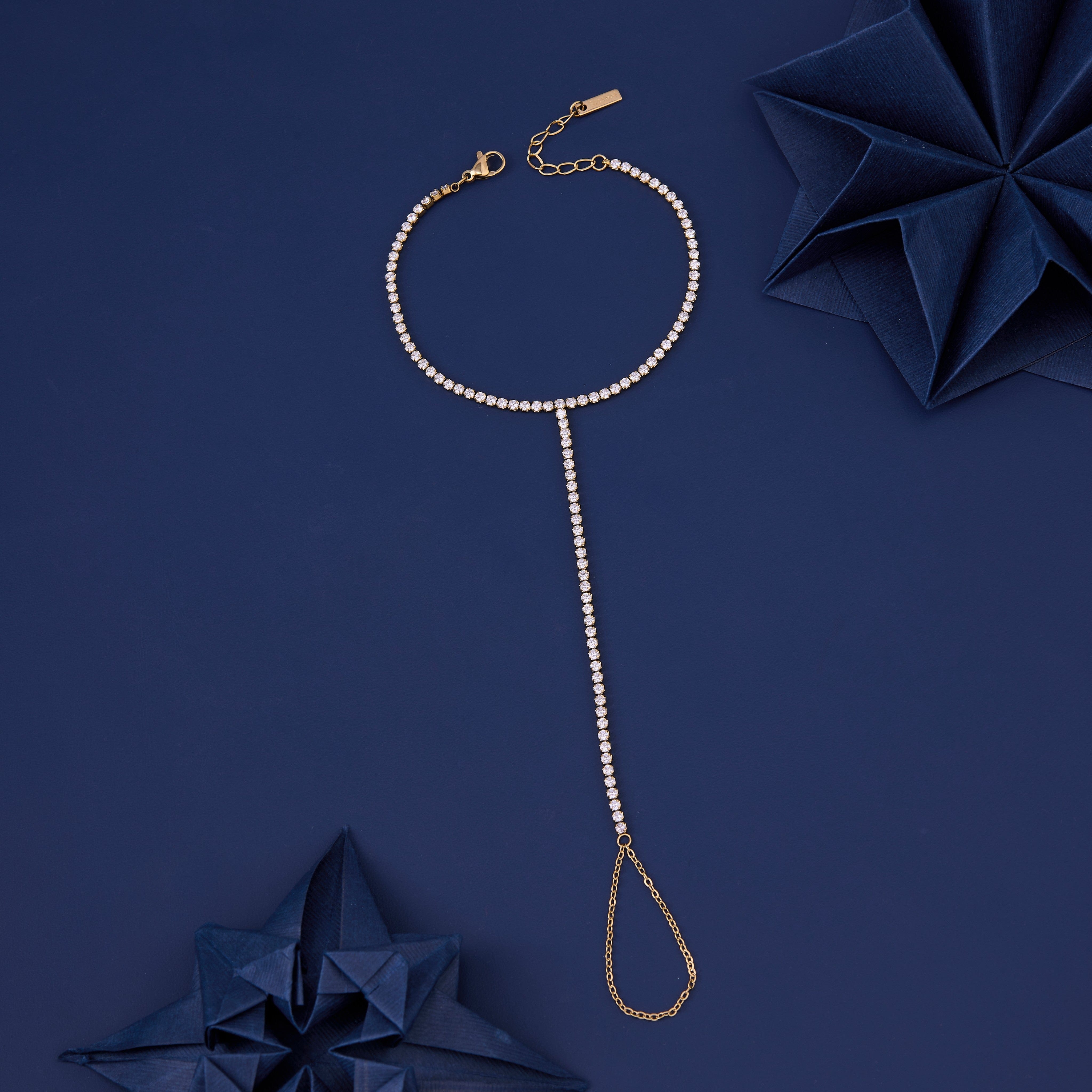 Golden Tide Ring Chain Bracelet