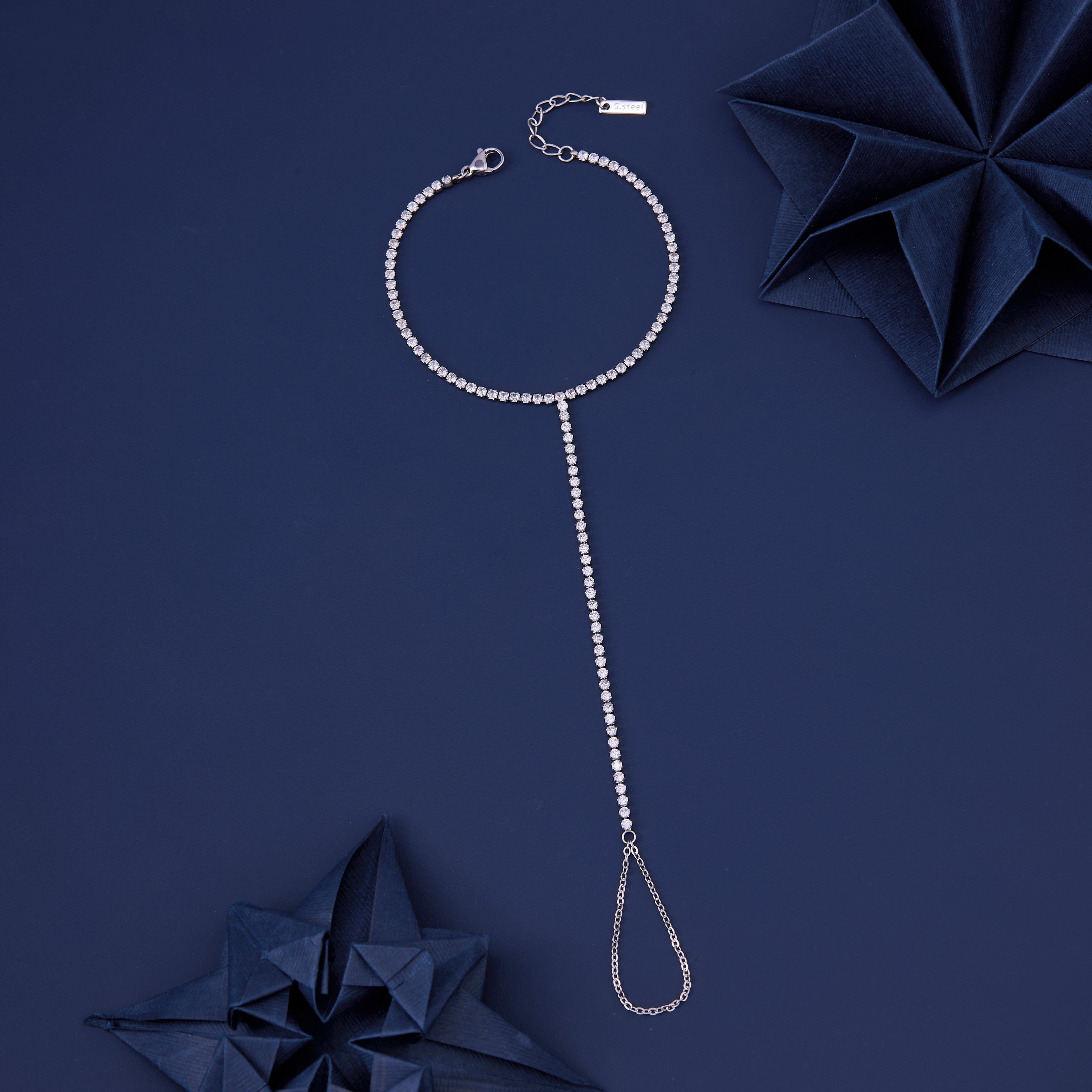 Sliver Tide Ring Chain Bracelet