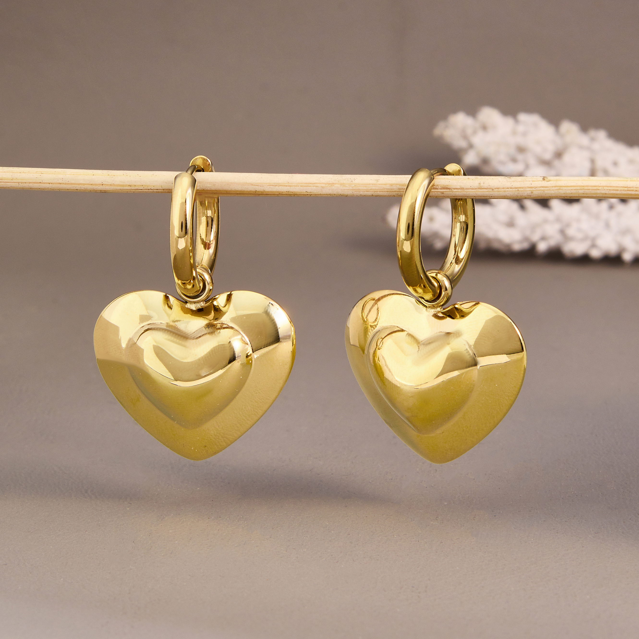 Chunky Heart Drop Earrings