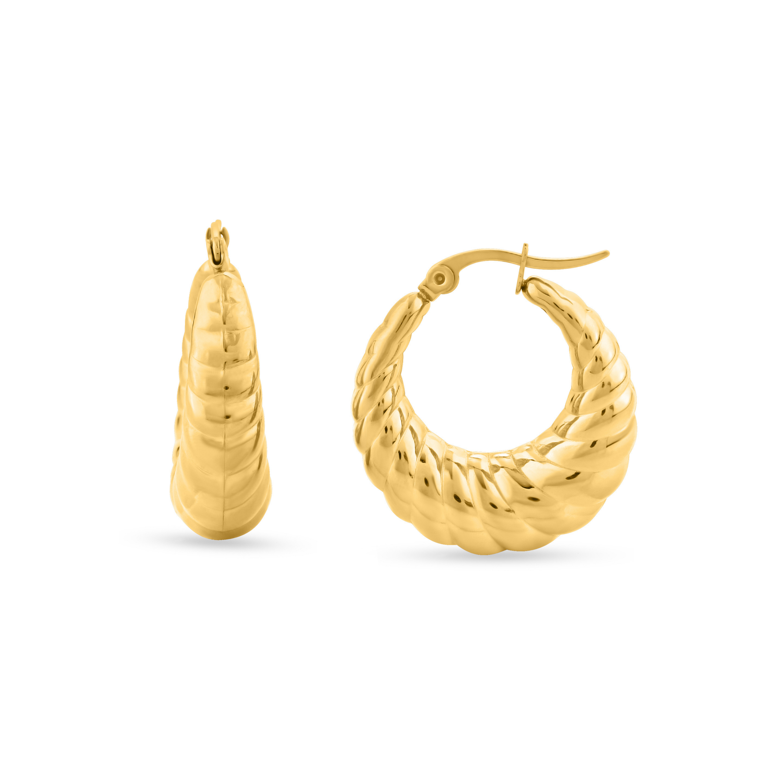Lavish Giftz Golden Croissant Delight Hoop Earrings