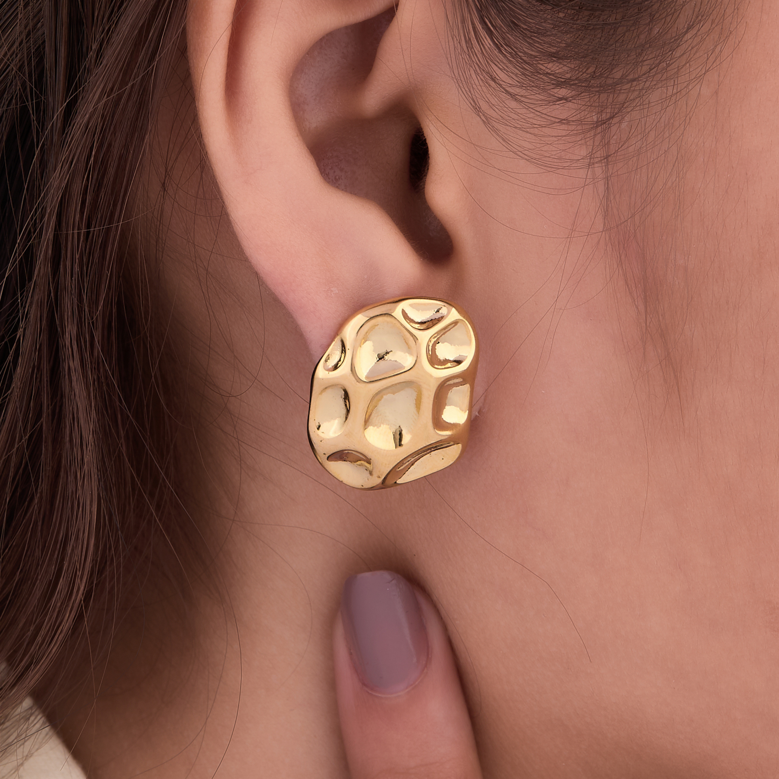 Ruptured Gold Stud Earrings
