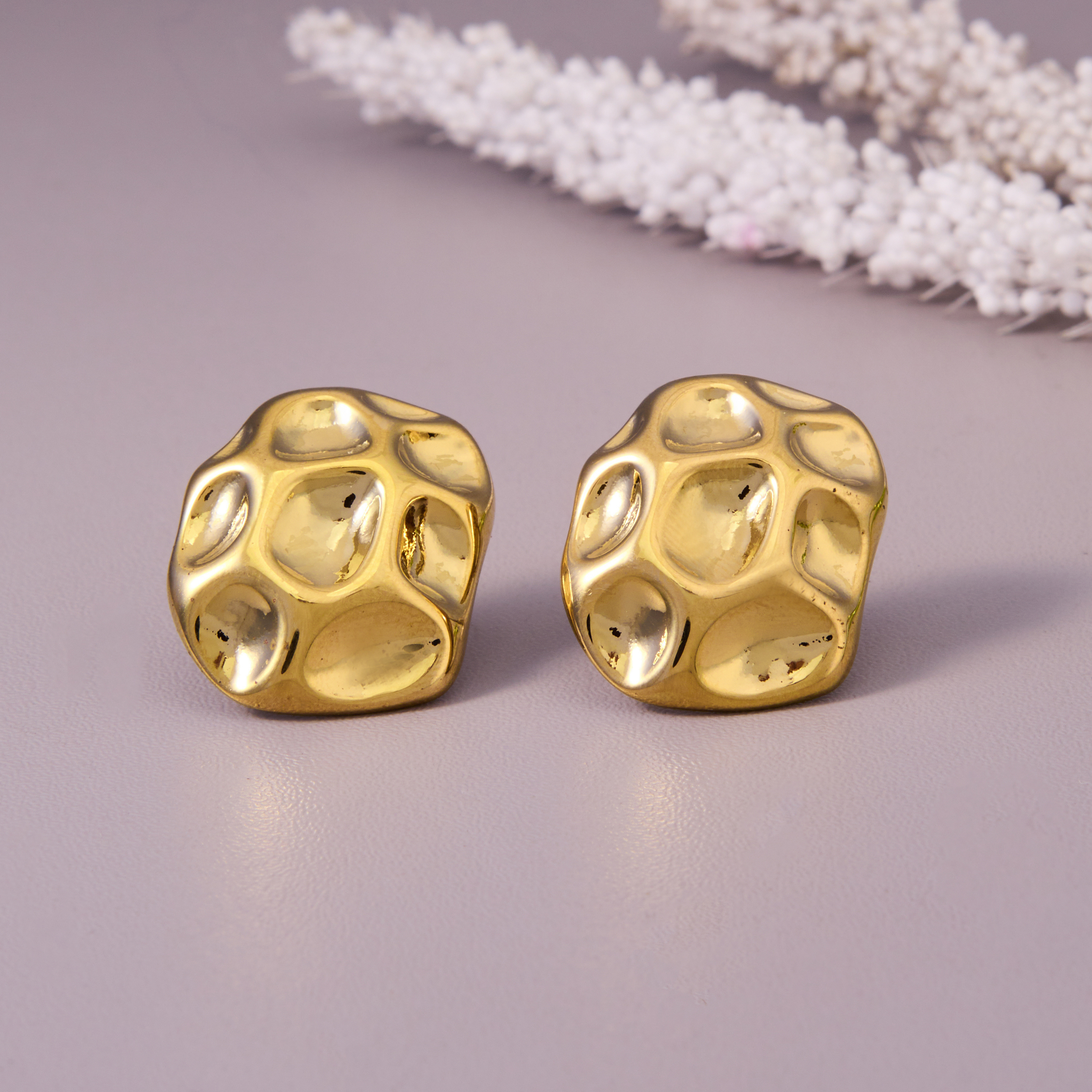 Ruptured Gold Stud Earrings