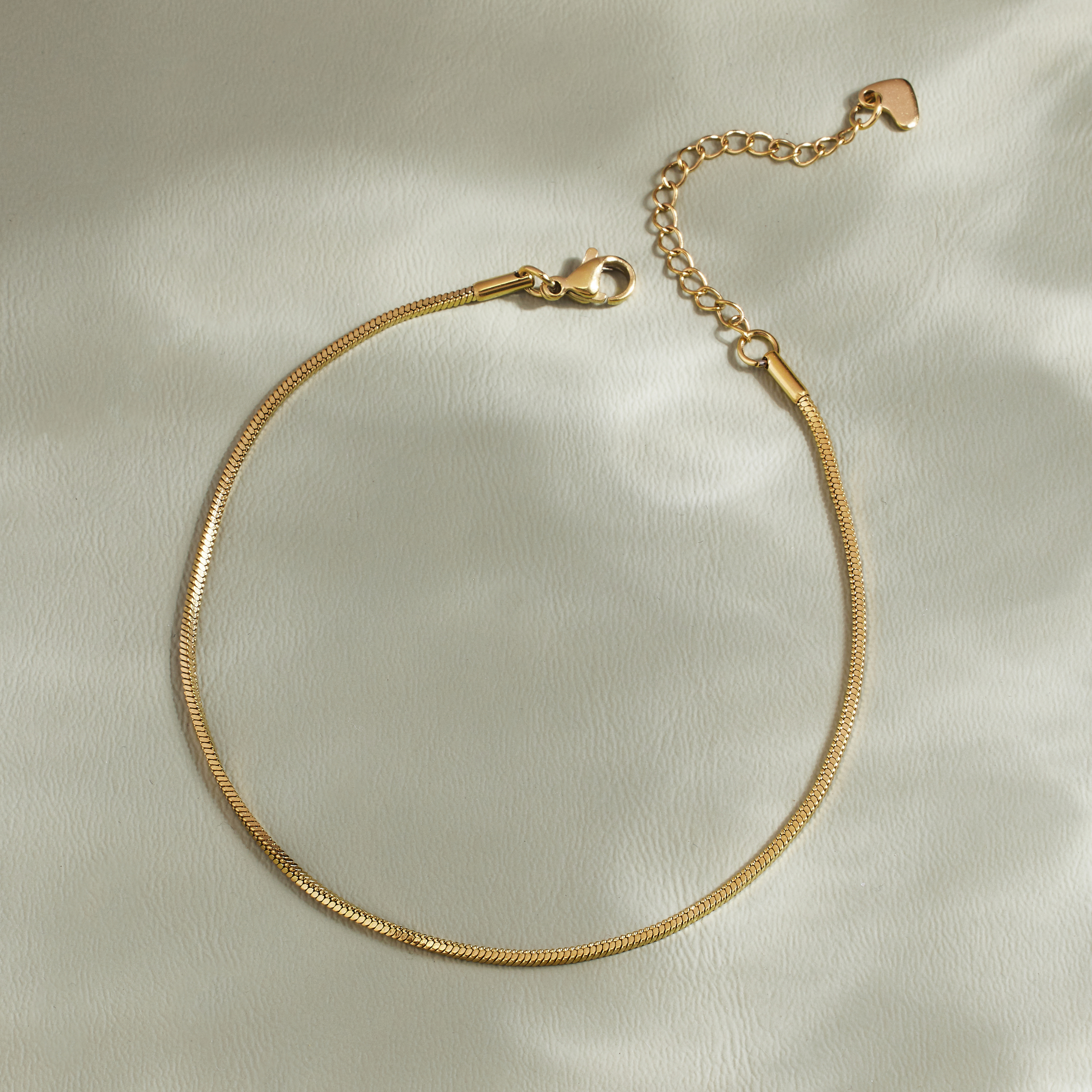 Round Snake Chain Anklet Gold