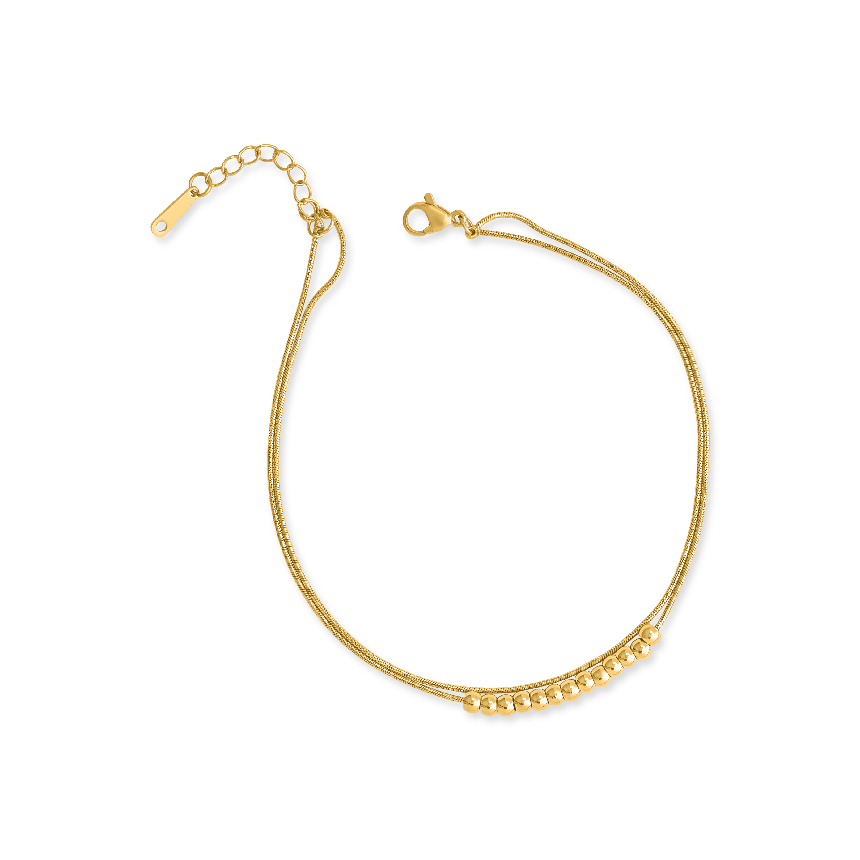 Sterling Silver Golden Beads Ankle