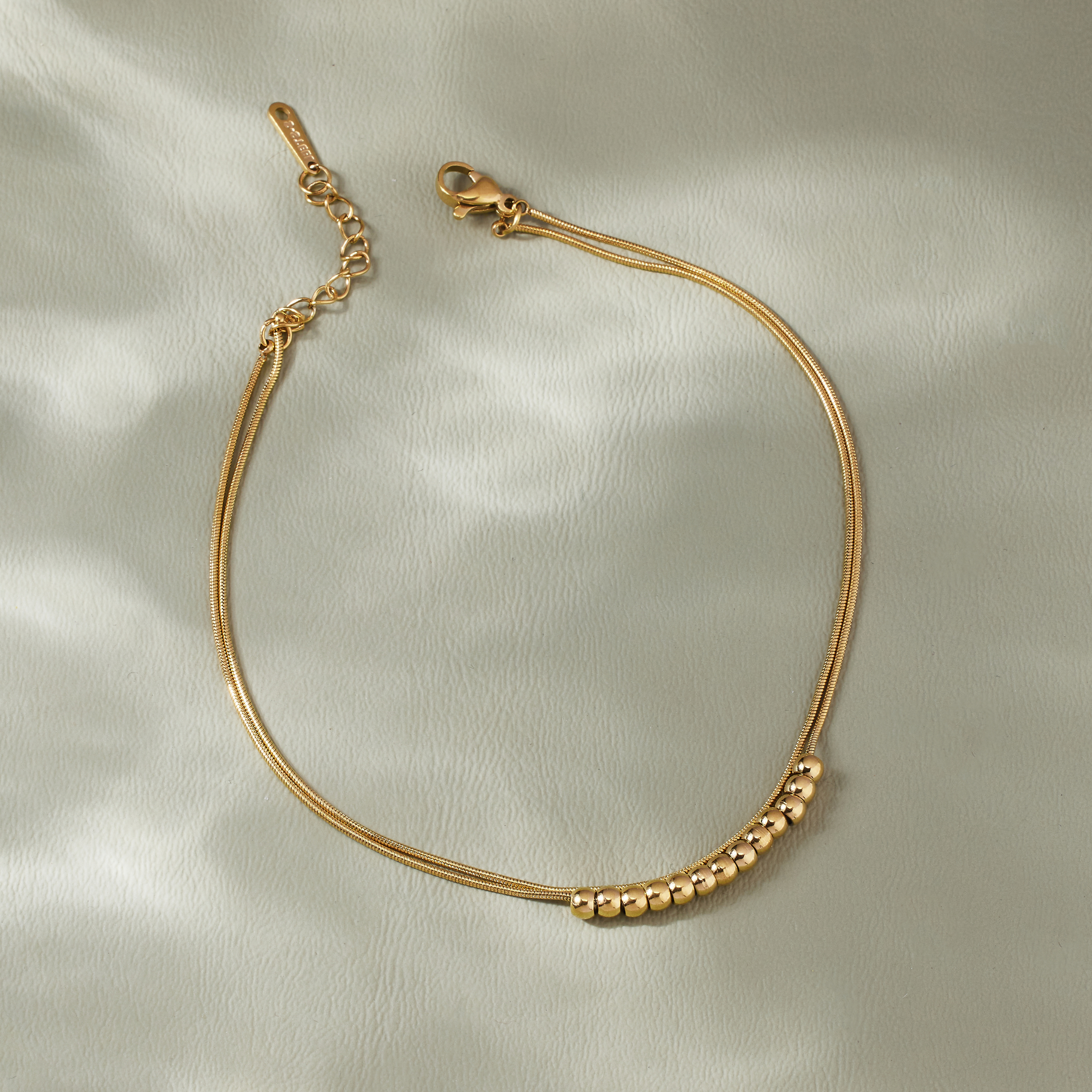 Sterling Silver Golden Beads Ankle