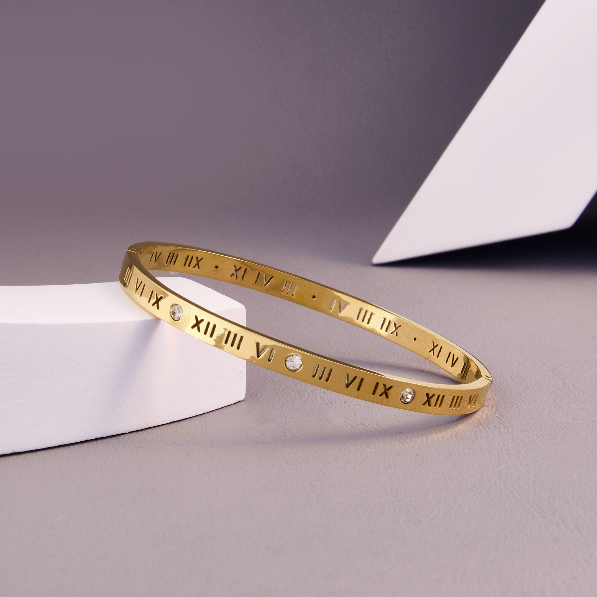 Roman Numbers Swarovski Gold Bracelet