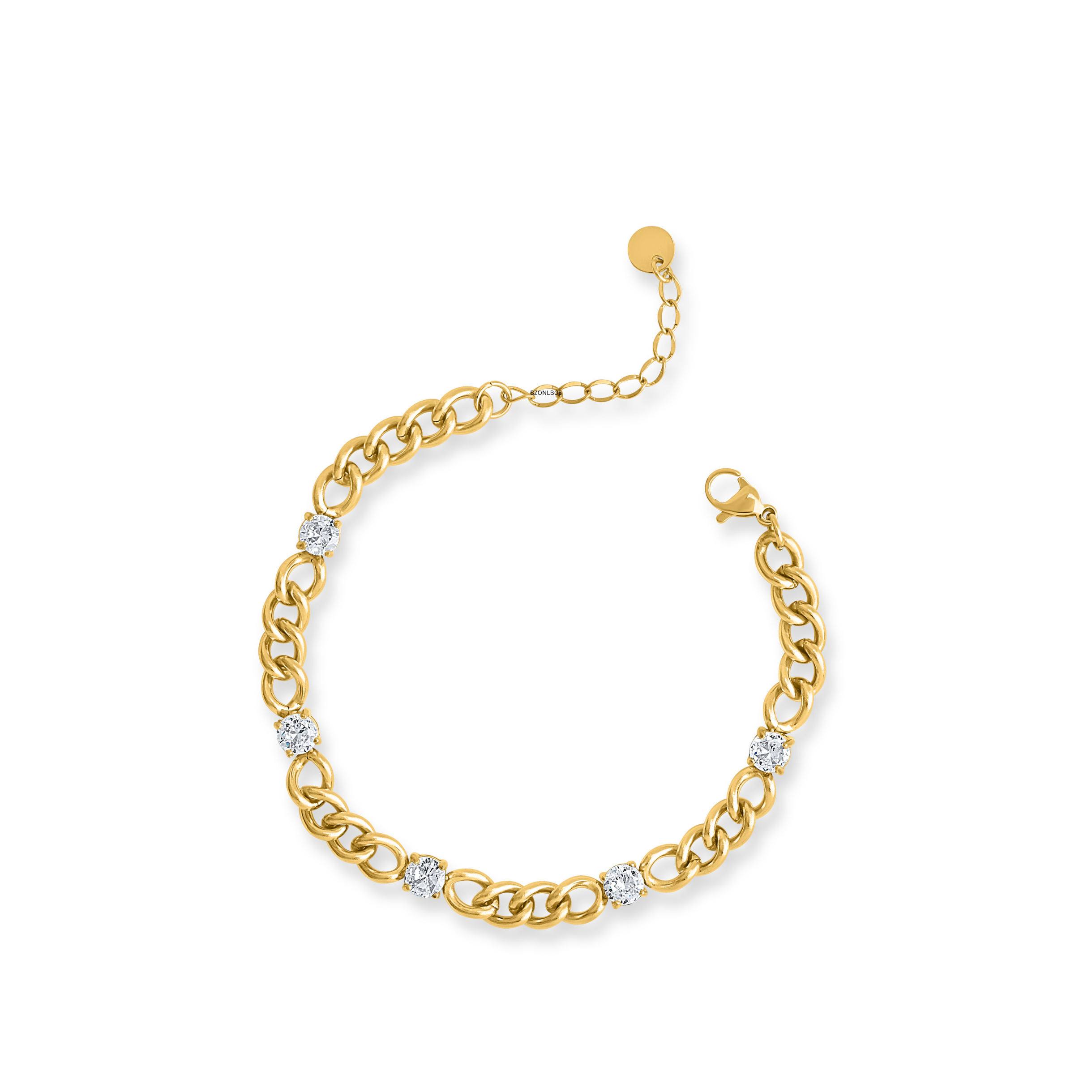 Cru Cz Diamond Gold Chain Bracelet