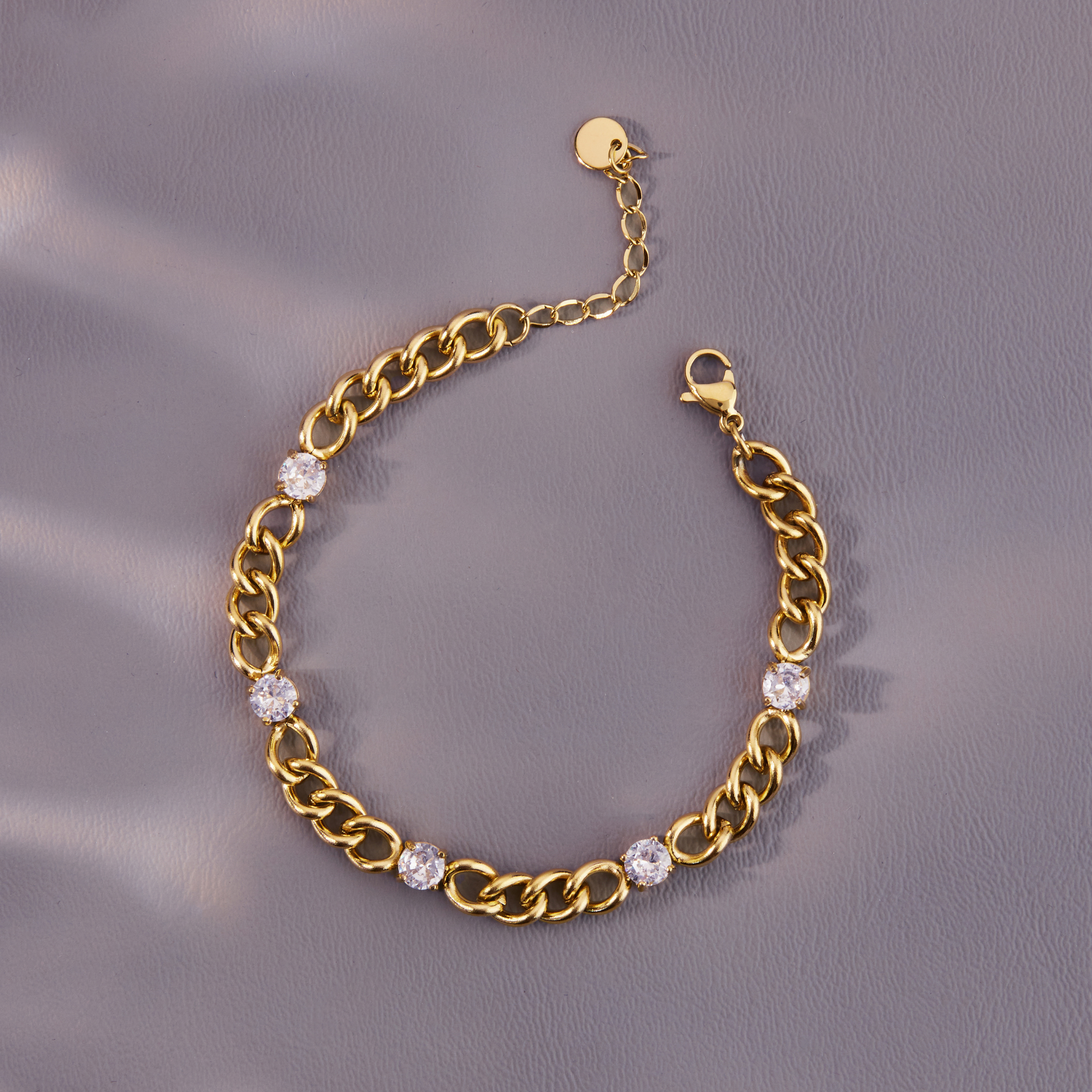 Cru Cz Diamond Gold Chain Bracelet