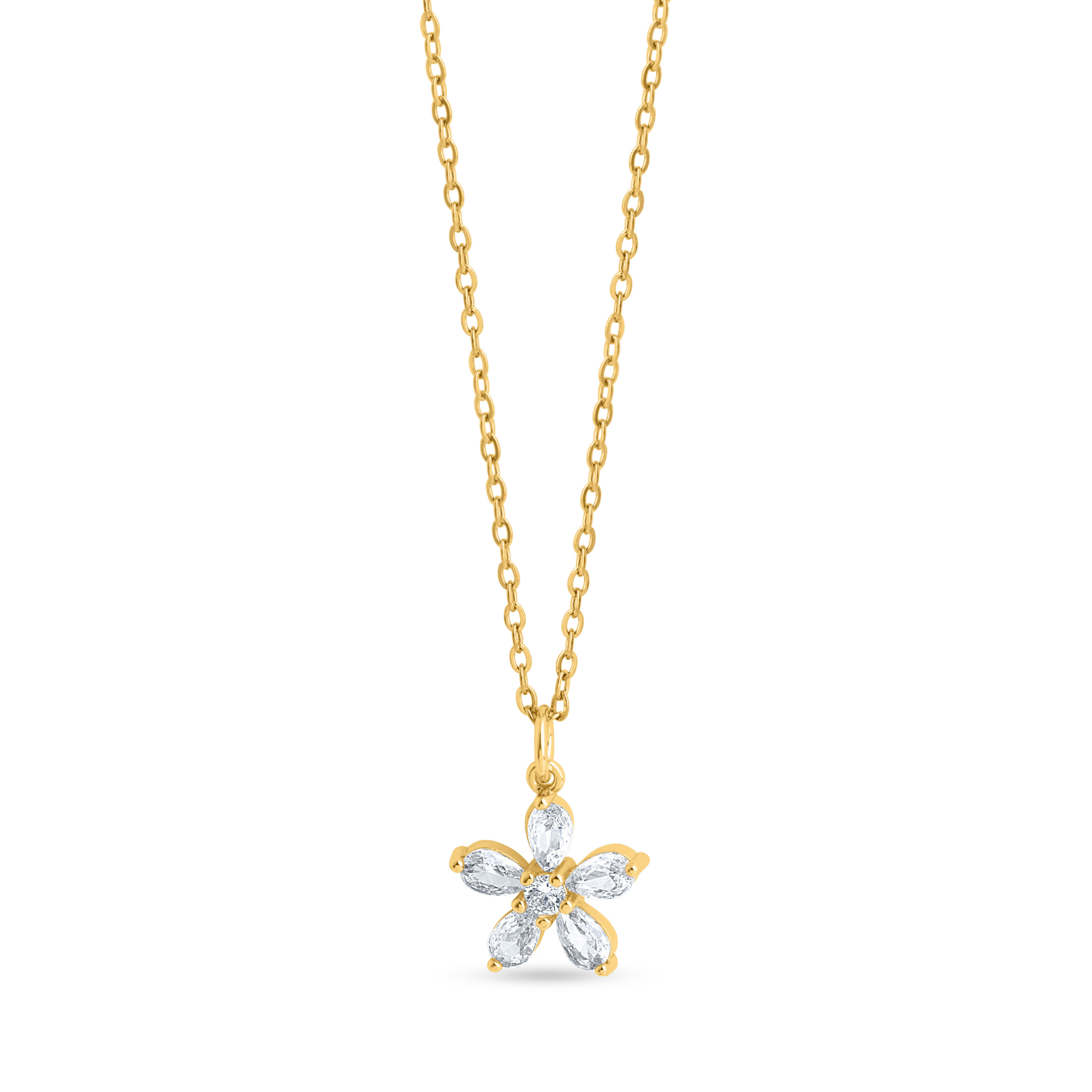 Gold Plated Classic Zircon Flower Cluster Neckless