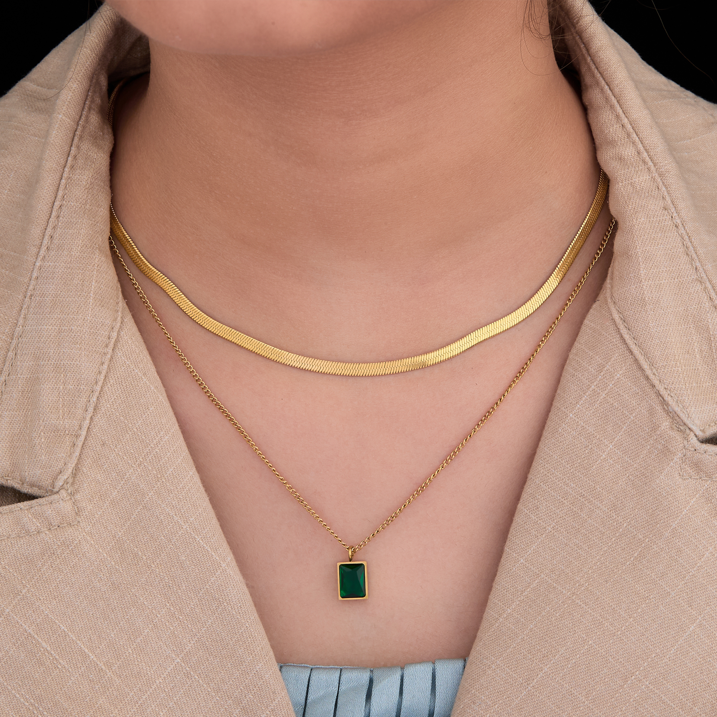 Layered Emerald Necklace