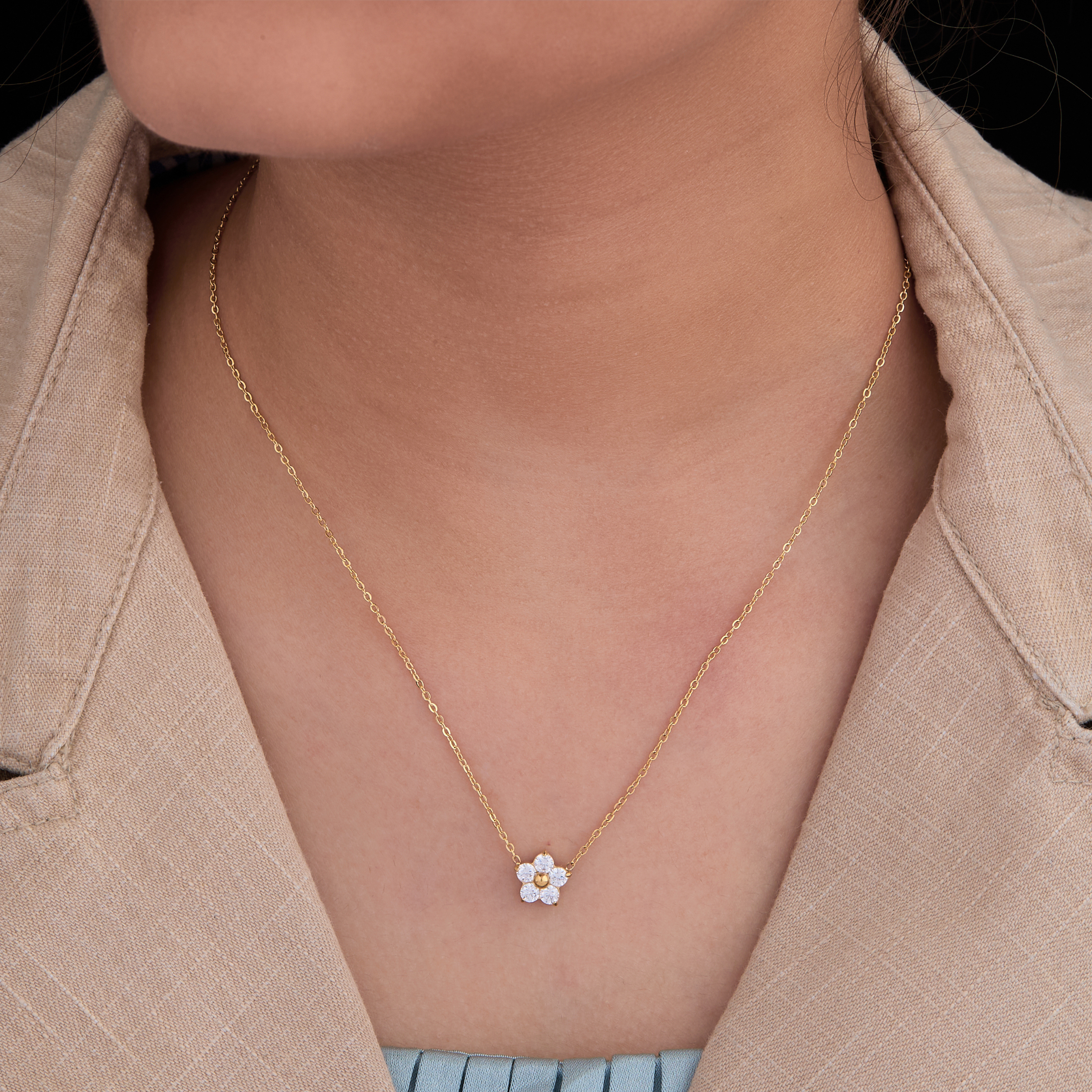 Dainty Flower Cz Necklace