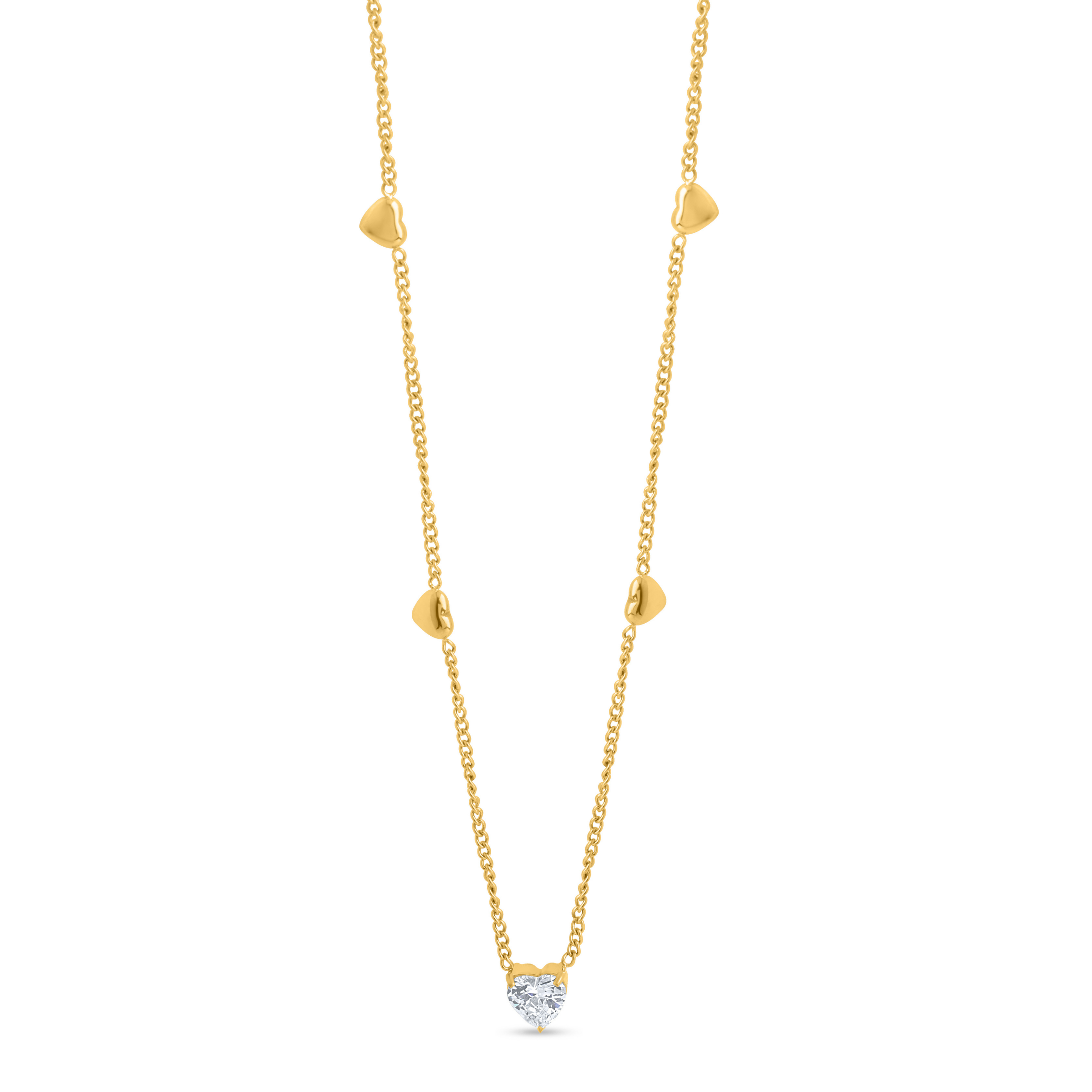 Heart Shaped Solitaire Pendant With Chain