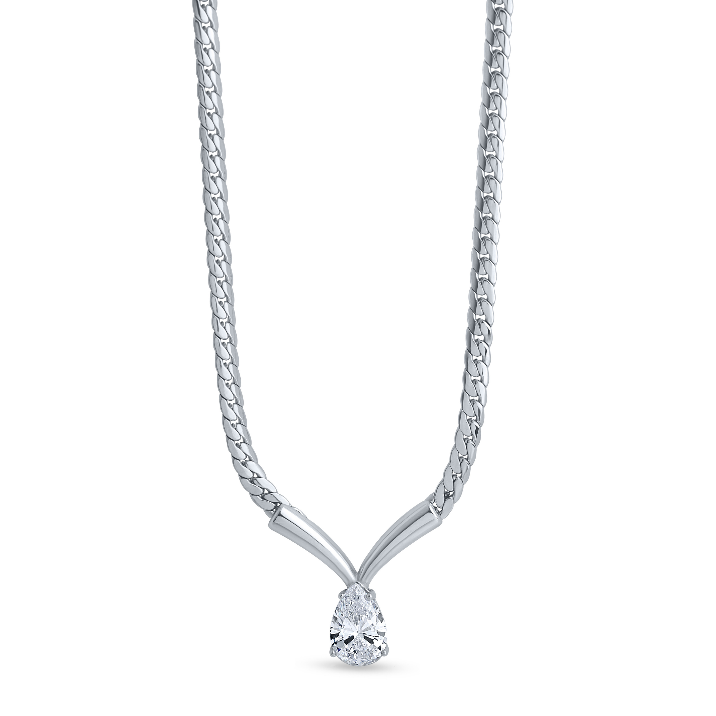 Silver Teardrop Pendant Necklace