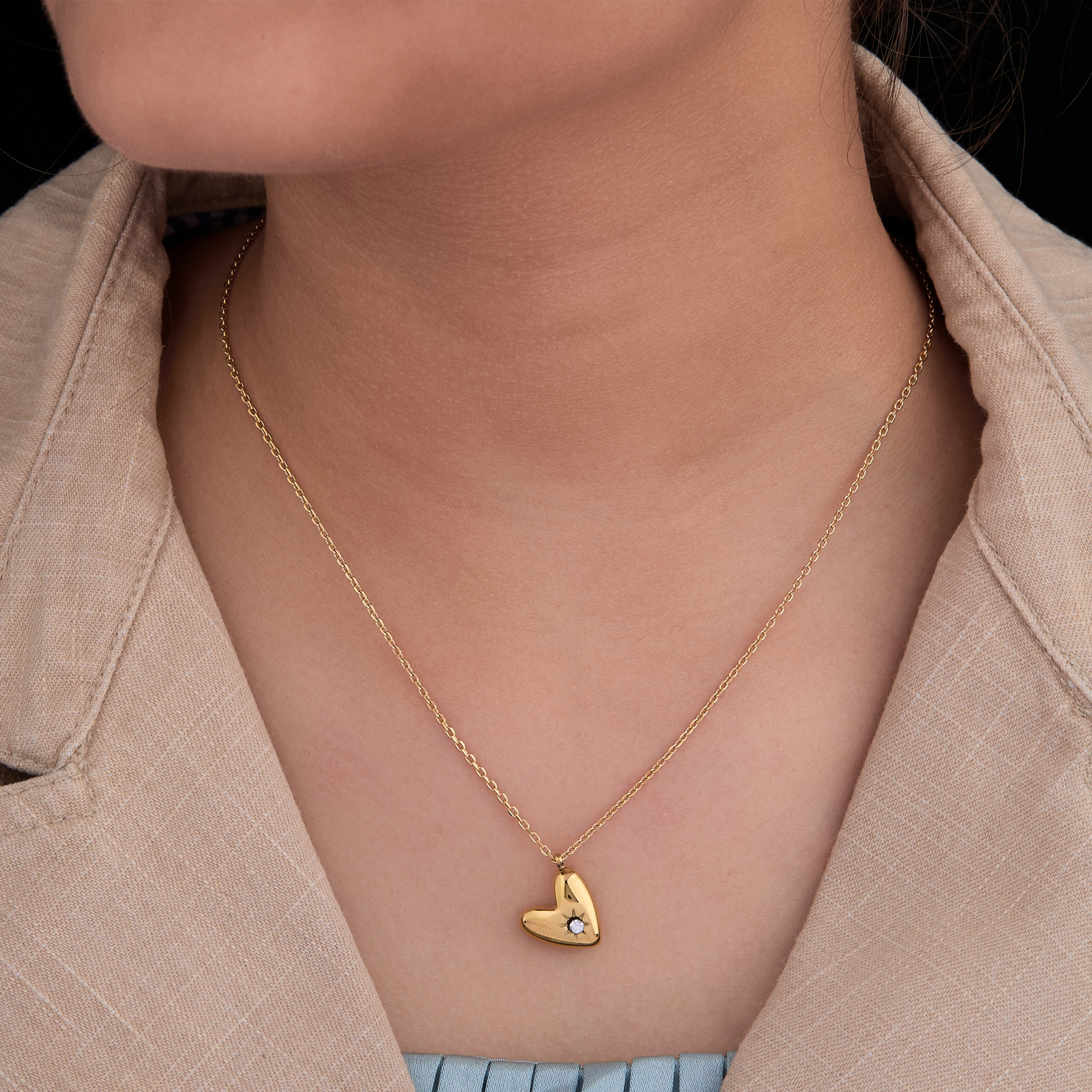 Large Puff Heart Pendant Necklace