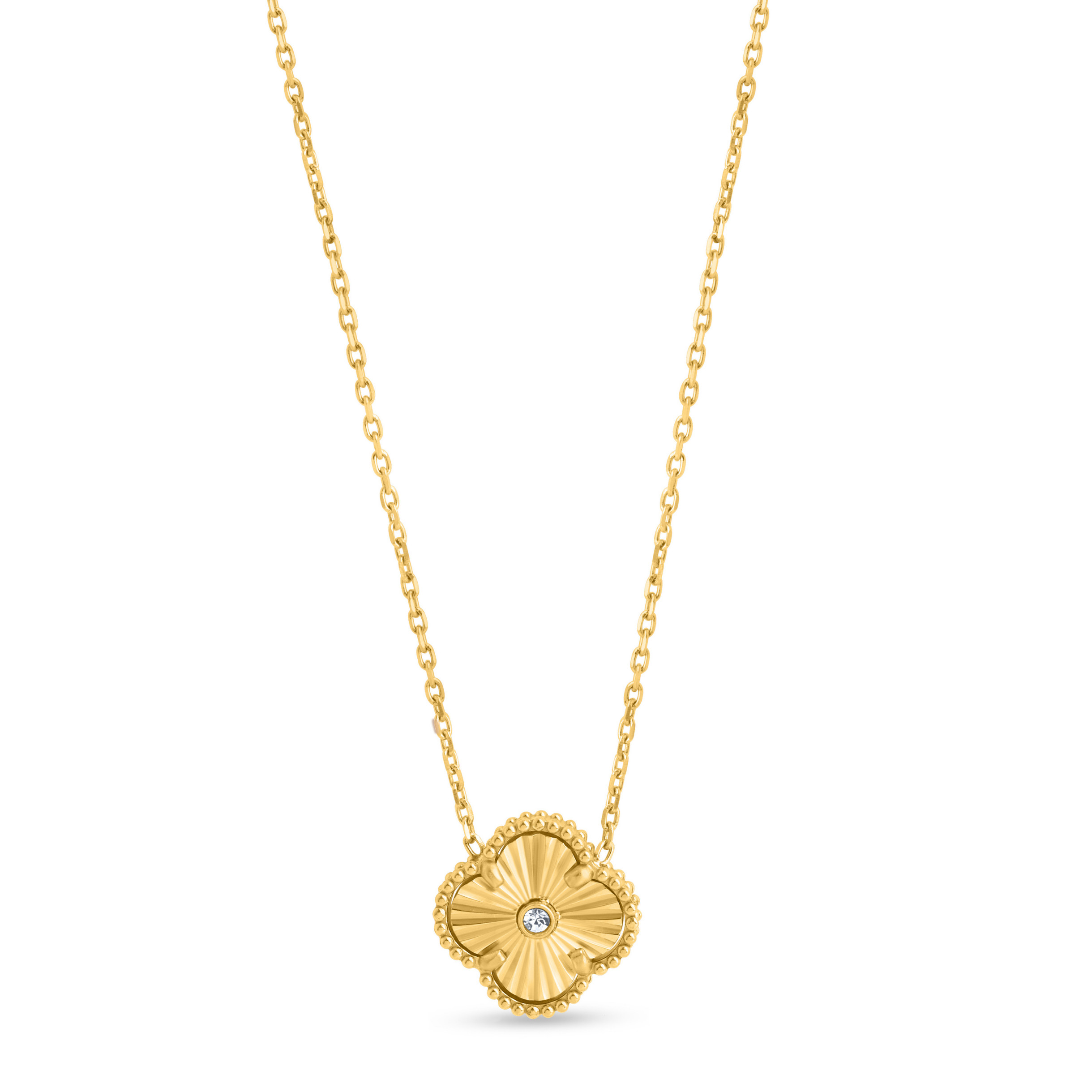 Diamond Dc Clover Pendant With Chain