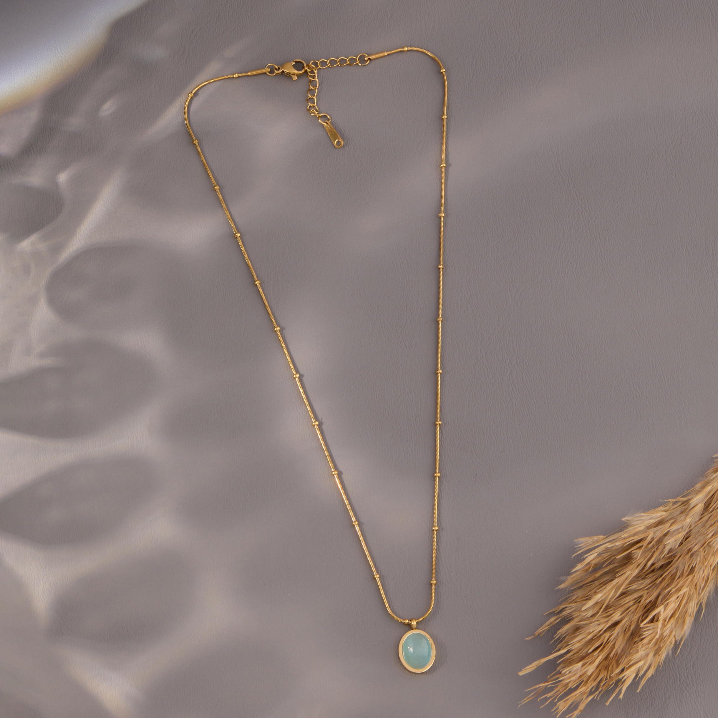 Aqua Turquoise Oval Necklace