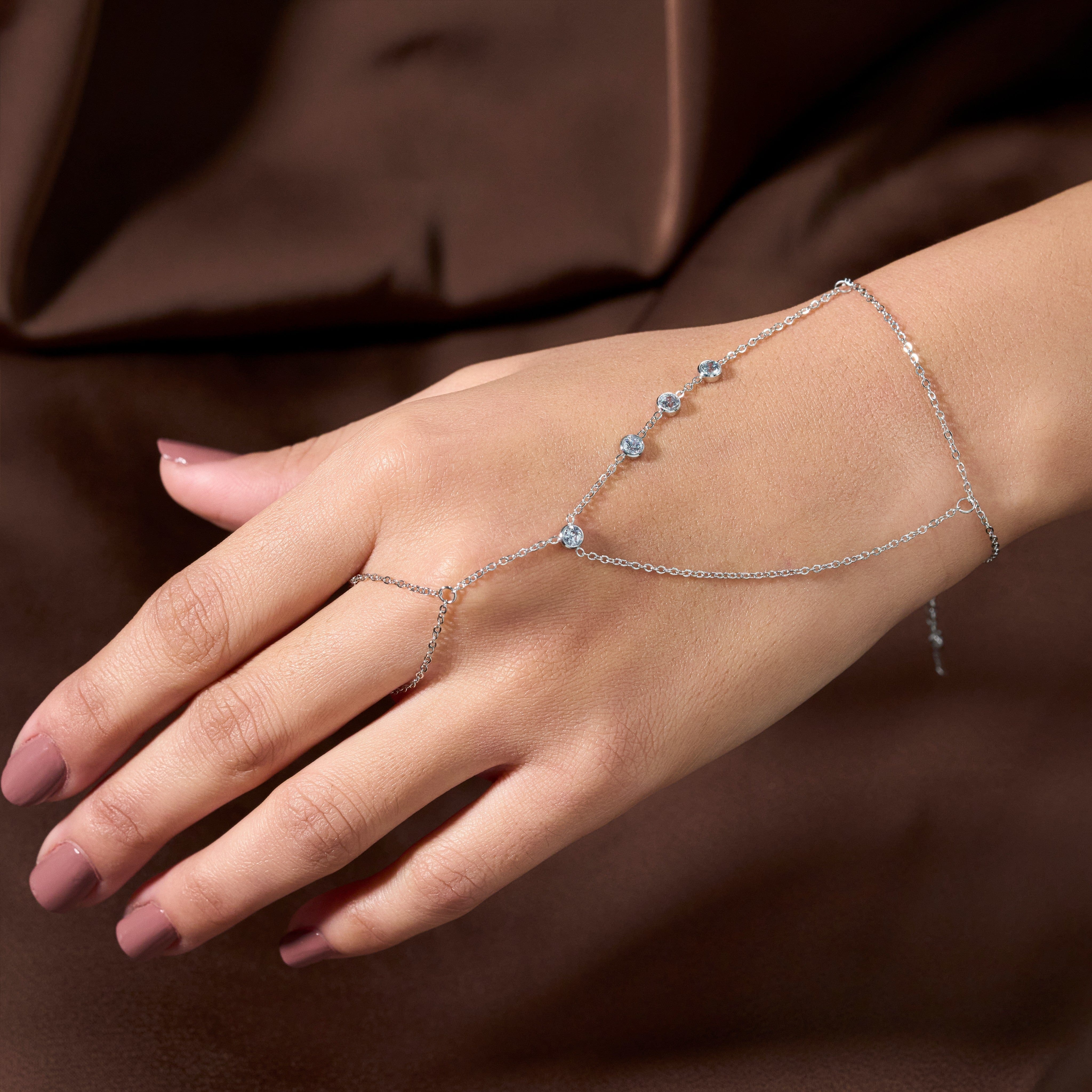Prism Silver Ring Chain Bracelet