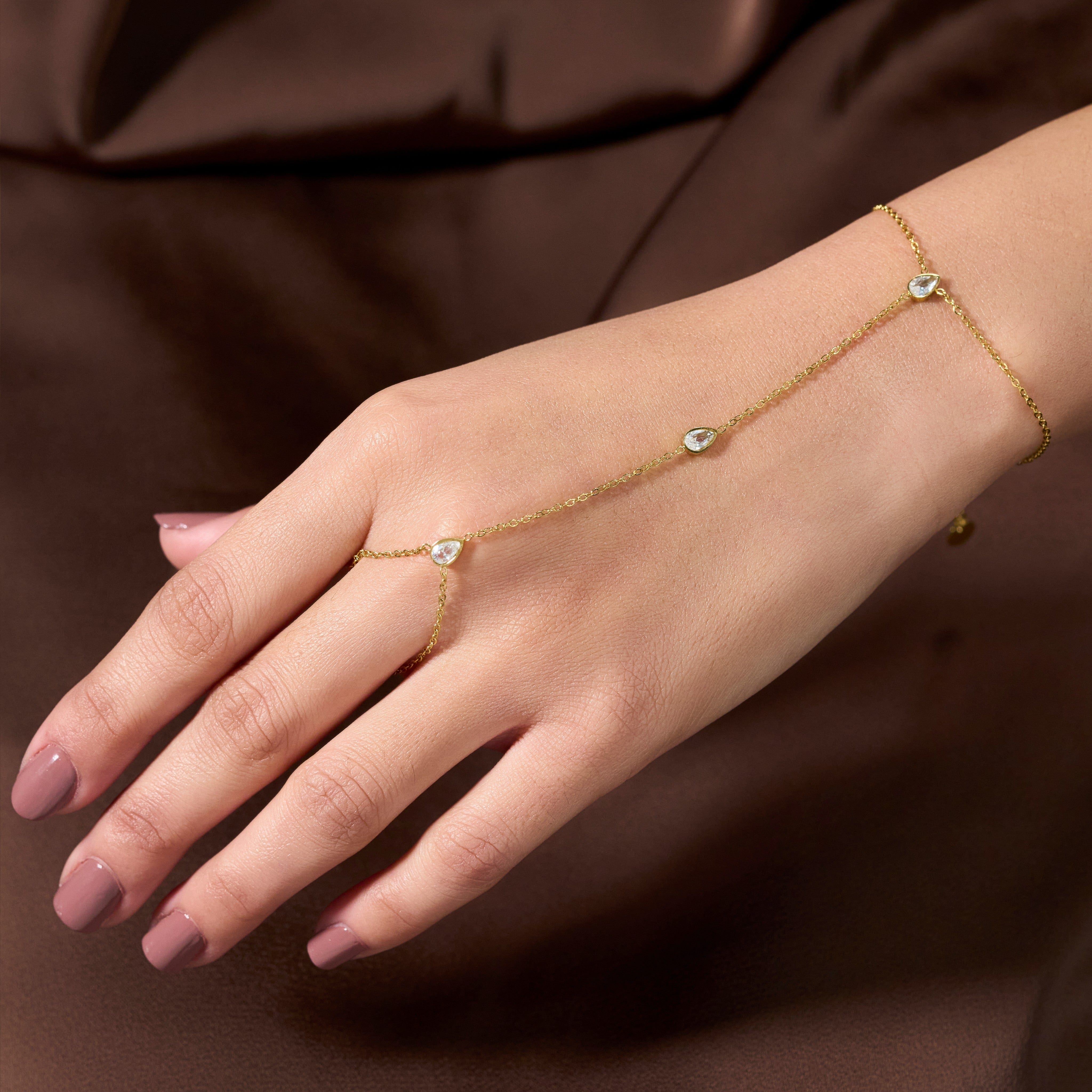 Pear Ring Chain Bracelet