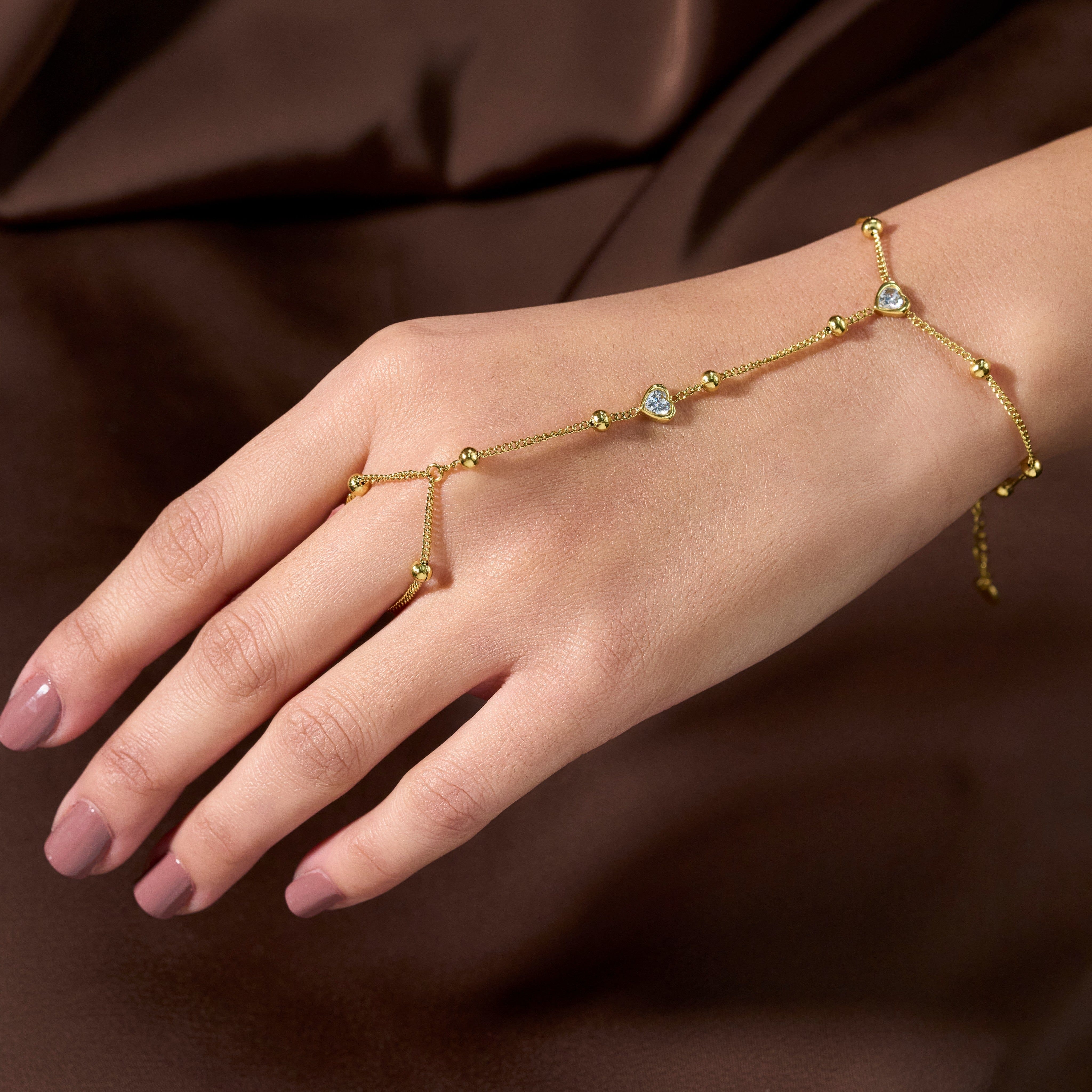 Heart of Gold Ring Chain Bracelet