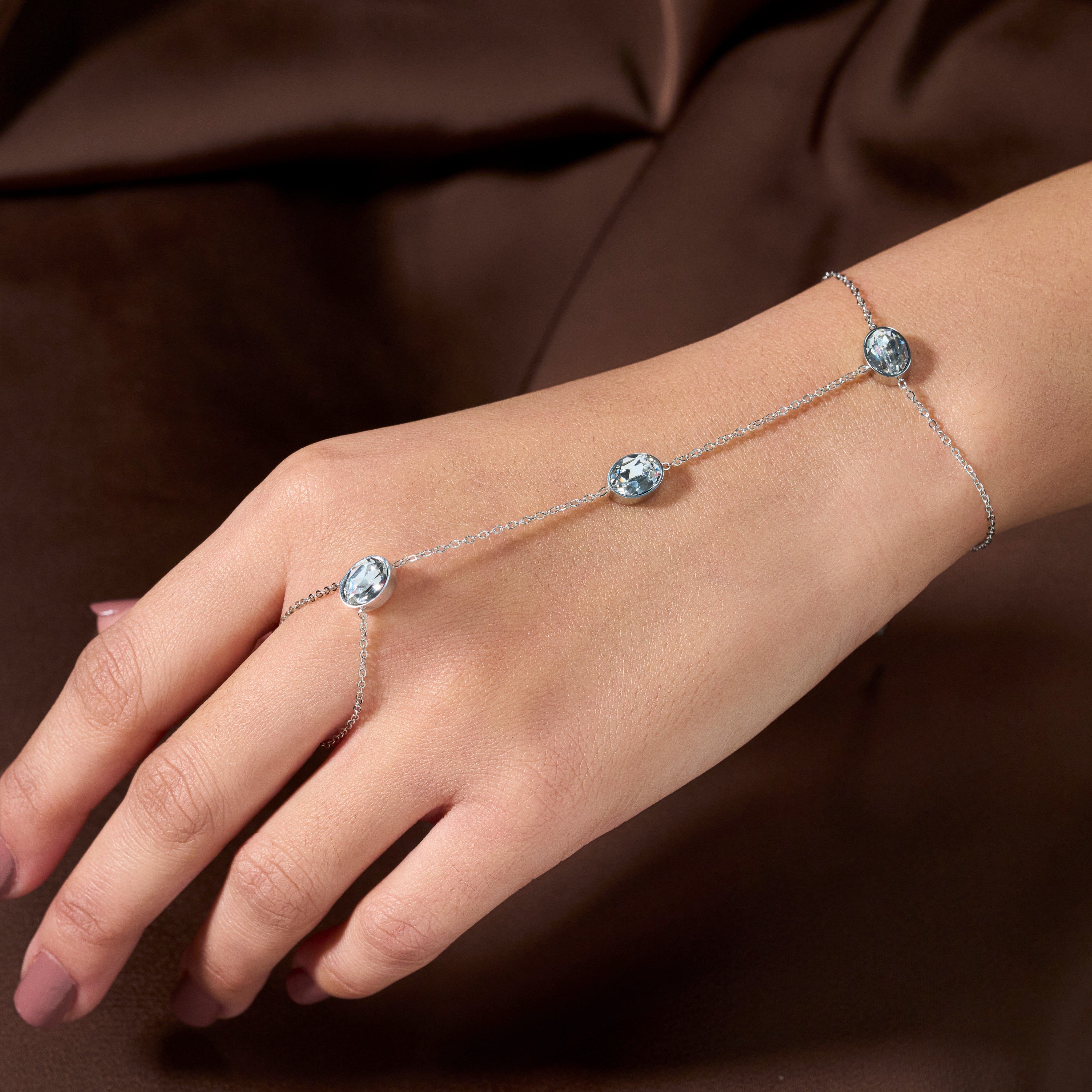 Origami Silver Charm Ring Chain Bracelet