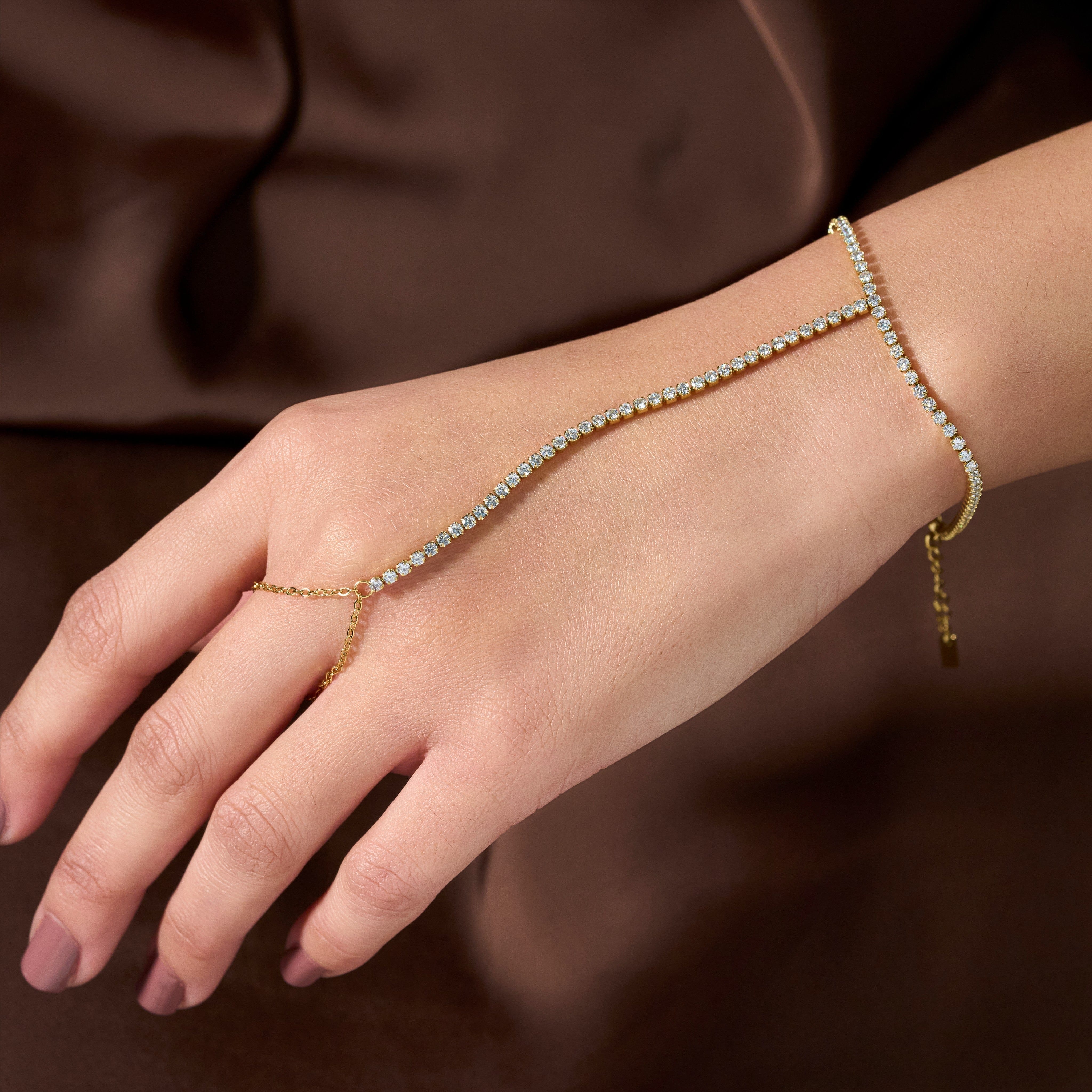 Golden Tide Ring Chain Bracelet